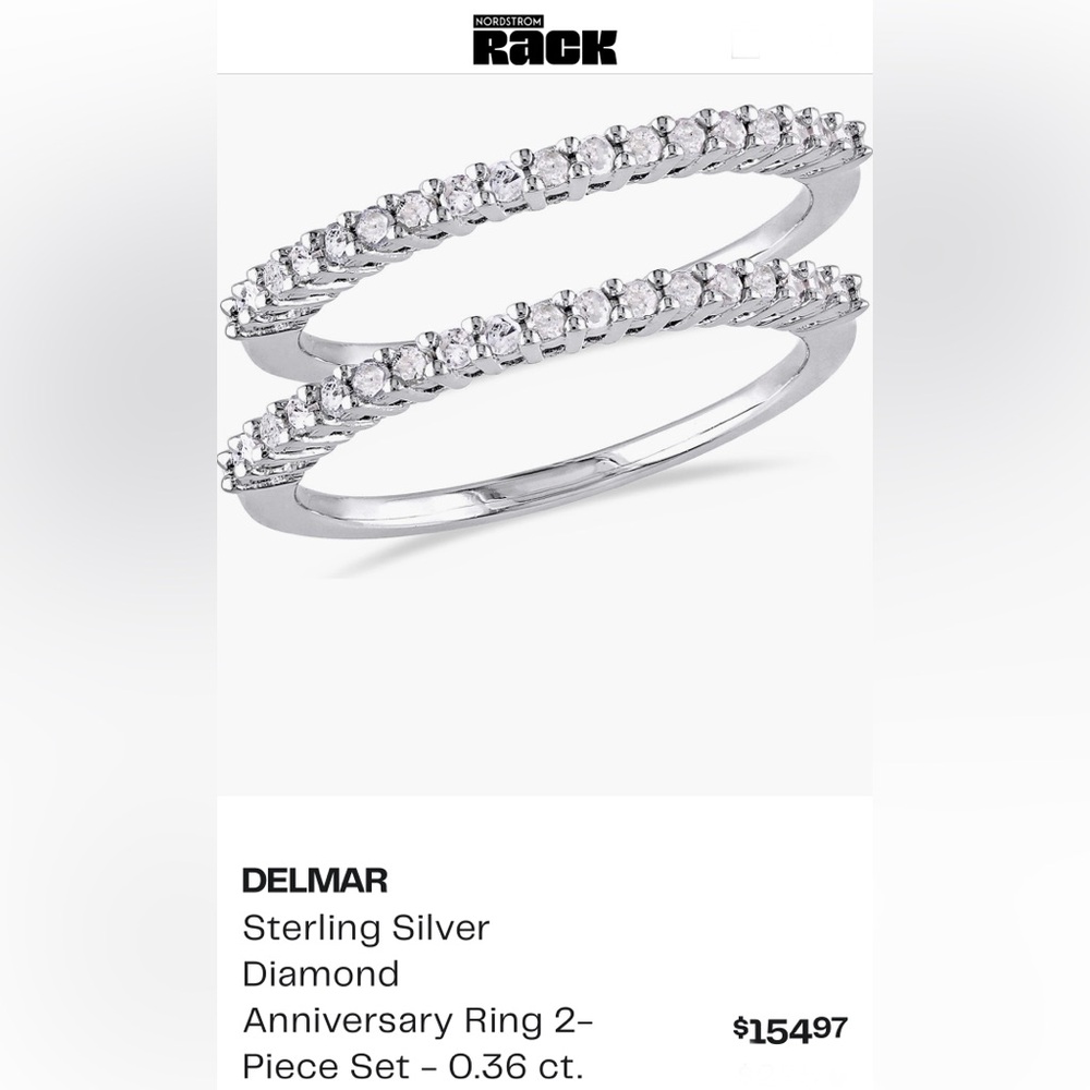 🆕💍 NEW IN BOX 0.36 CARAT WEIGHT THIN STERLING SILVER DIAMOND💎ANNIVERSARY BAND